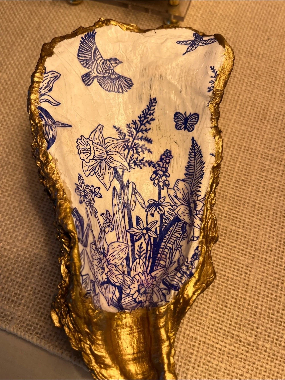Gold decoupage oyster shell